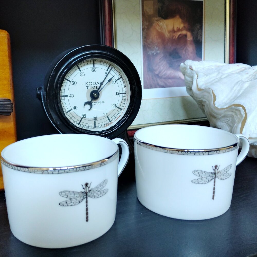 Lenox Kate Spade June Lane 2 Tea Cups Dragonfly